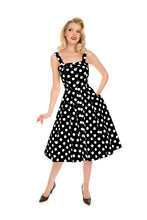 Load image into Gallery viewer, Priscilla Black Polka Dot Swing Dress
