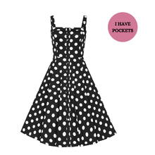 Load image into Gallery viewer, Priscilla Black Polka Dot Swing Dress
