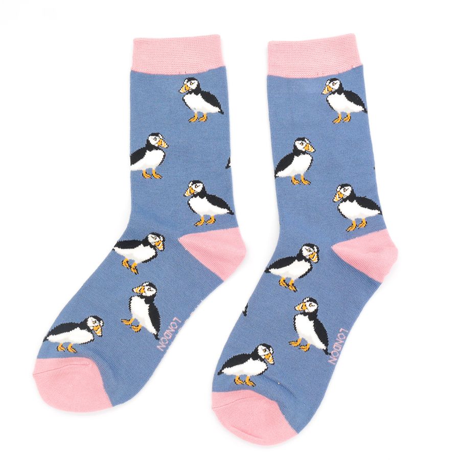 Bamboo Socks Puffins Blue