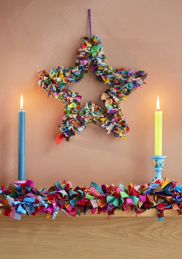 Recycled Sari Wreath Star