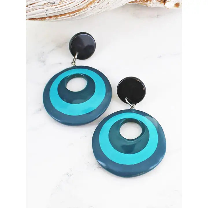 Suzie B Resin Disc Stud Earrings Blue