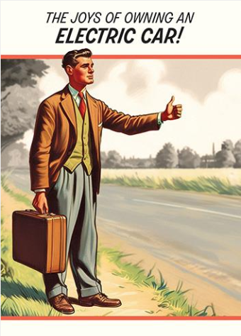 Retro Town Electric Car Card