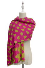 Load image into Gallery viewer, Reversible Love Heart Scarf Fuchsia/Lime
