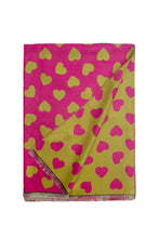 Load image into Gallery viewer, Reversible Love Heart Scarf Fuchsia/Lime
