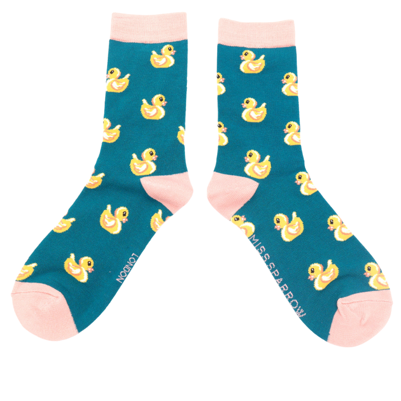 Bamboo Socks Rubber Ducks Teal