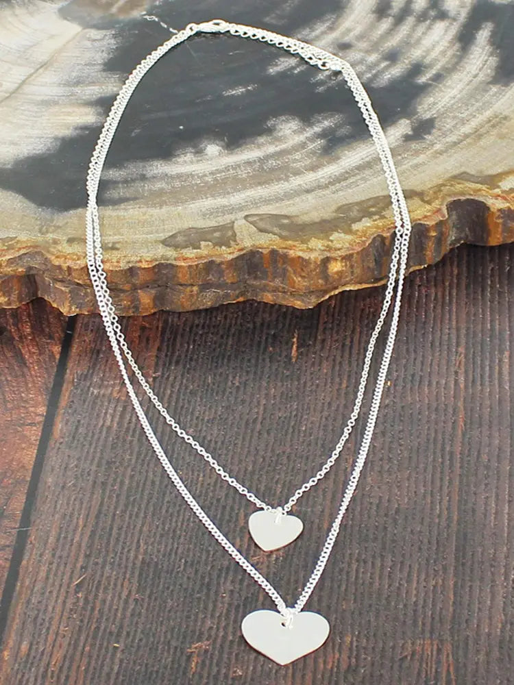 Suzie B Silver Plate Double Heart Necklace