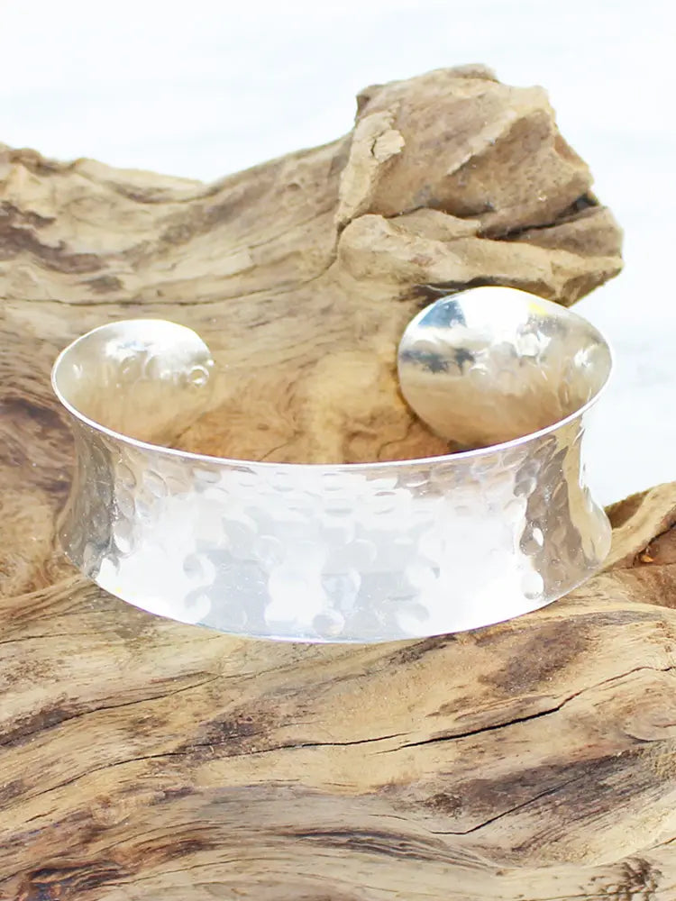 Suzie B Silver Plate Hammered Solid Cuff