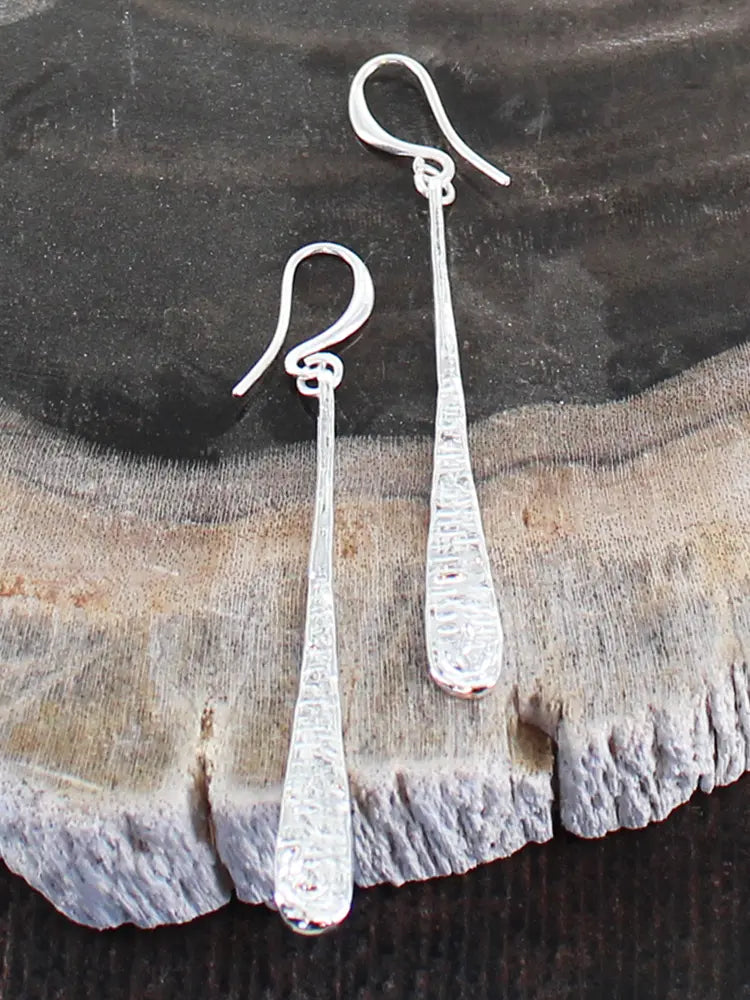 Suzie B Silver Plate Hammered Teardrop Earrings