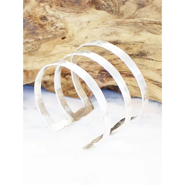 Suzie B Silver Plate Hammered Triple Bar Cuff