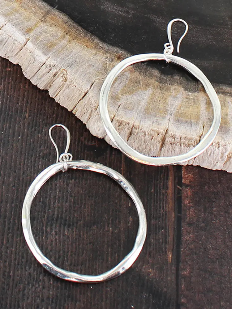 Suzie B Silver Plate Large Hoop Earrings