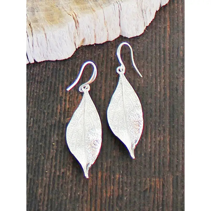 Suzie B Silver Plate Leaf Earrings