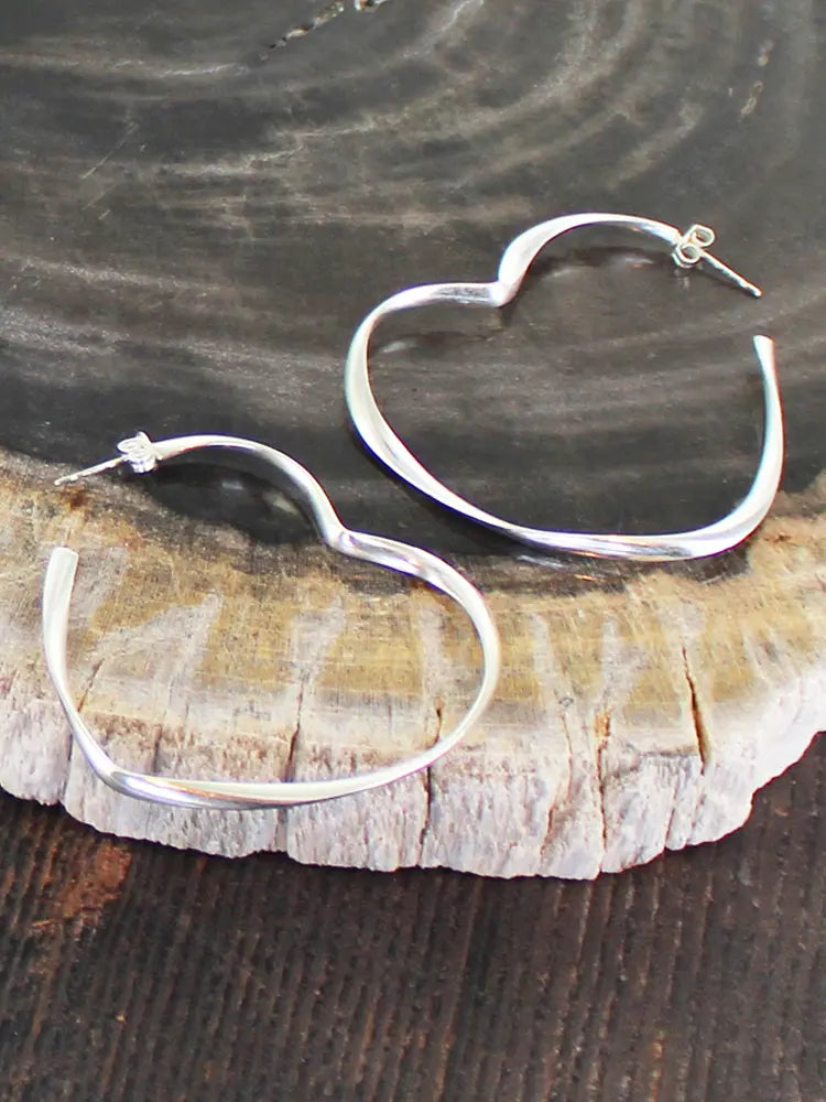 Suzie B Silver Plate Open Twisted Heart Earrings