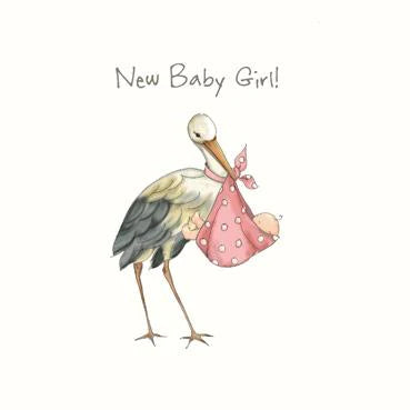 Sitting Pretty Stork Baby Girl Card