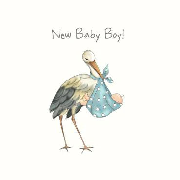 Sitting Pretty Stork Baby Boy Card