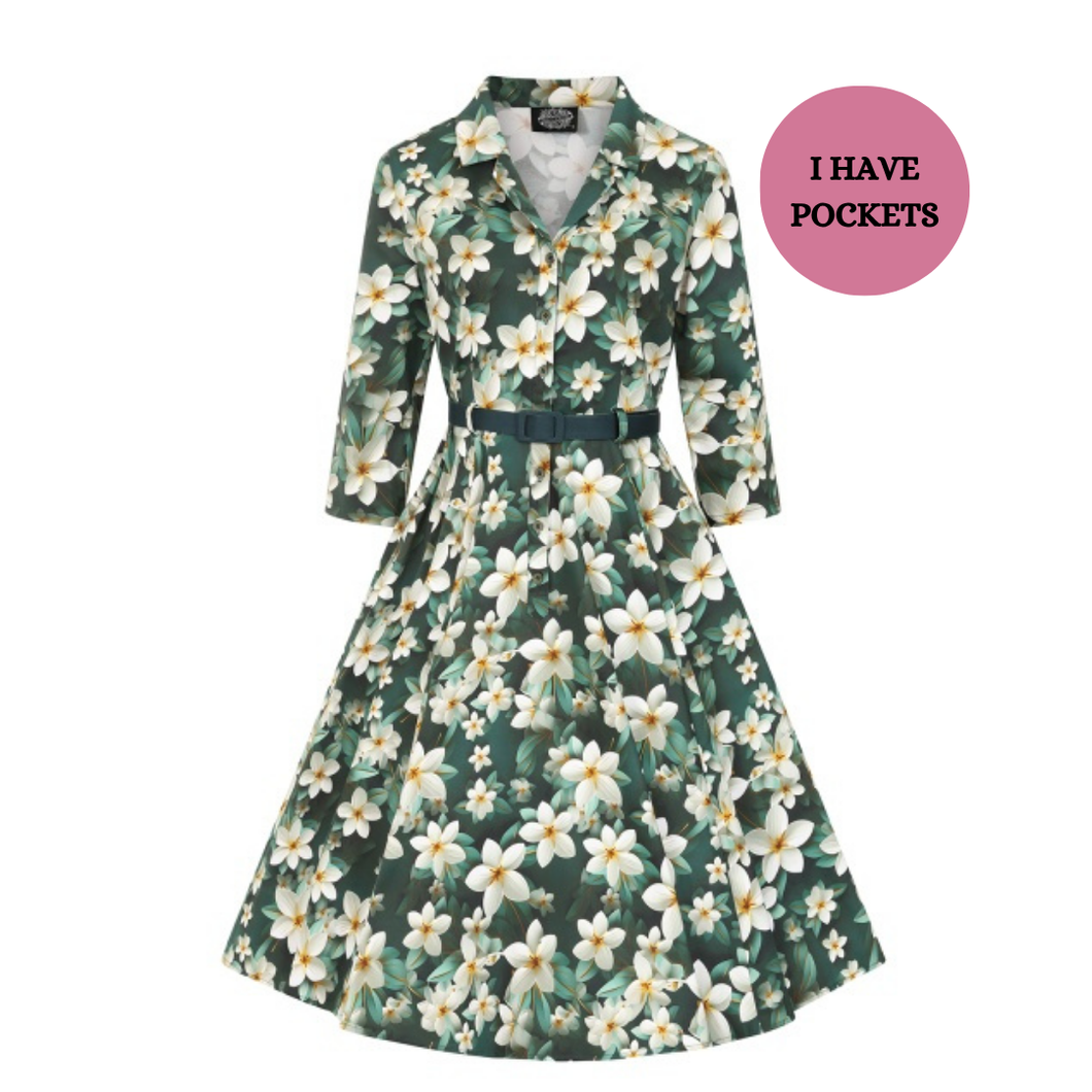 Skye Green Floral Swing Dress