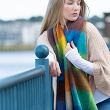 Load image into Gallery viewer, Soft Tassel Scarf Checked Multi
