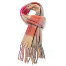 Load image into Gallery viewer, Soft Tassel Scarf Checked Pink
