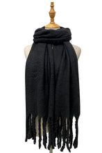 Load image into Gallery viewer, Soft Tassel Scarf Black
