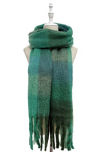 Load image into Gallery viewer, Soft Tassel Scarf Check Print Green
