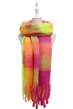 Load image into Gallery viewer, Soft Tassel Scarf Check Print Neons
