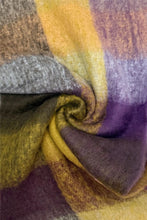 Load image into Gallery viewer, Soft Tassel Scarf Check Print Purple &amp; Mustard
