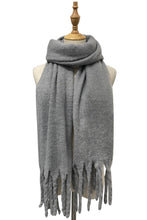 Load image into Gallery viewer, Soft Tassel Scarf Grey
