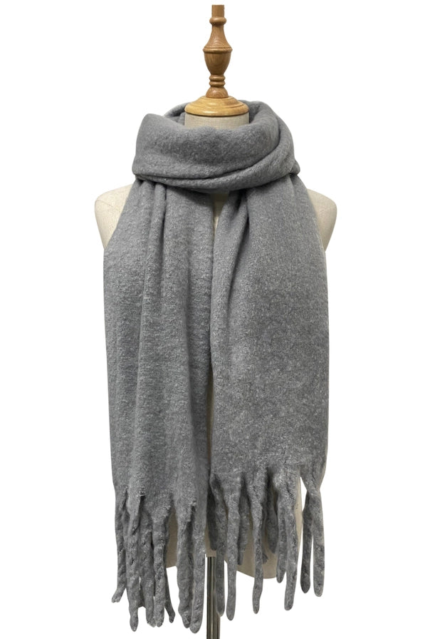 Soft Tassel Scarf Grey