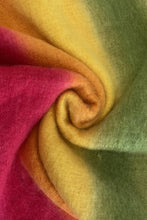 Load image into Gallery viewer, Soft Tassel Scarf Stripe Green/Yellow/Pink

