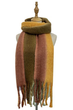 Load image into Gallery viewer, Soft Tassel Scarf Stripe Khaki/Mint/Orange
