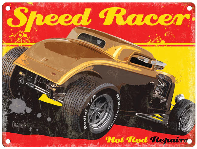 Vintage Small Sign Speed Racer