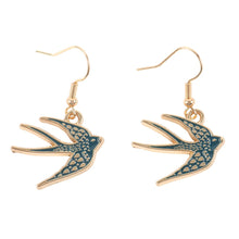 Load image into Gallery viewer, Spread Your Wings Blue Swallow Enamel Earrings
