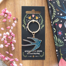 Load image into Gallery viewer, Spread Your Wings Blue Swallow Keyring
