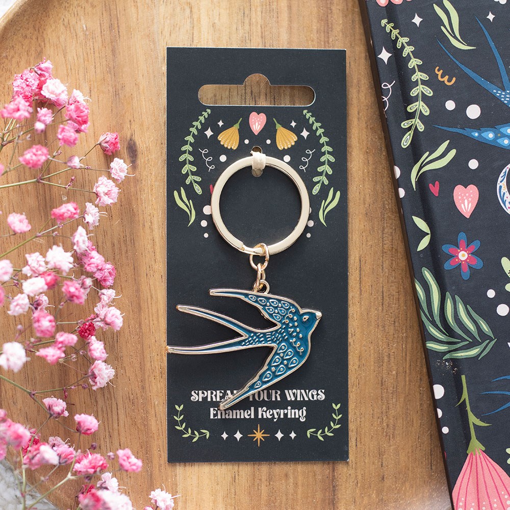 Spread Your Wings Blue Swallow Keyring