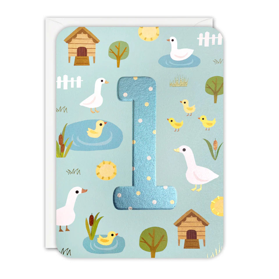 Sprouts Age 1 Ducks Birthday Card