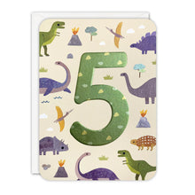 Load image into Gallery viewer, Sprouts Age 5 Dinosaurs Birthday Card

