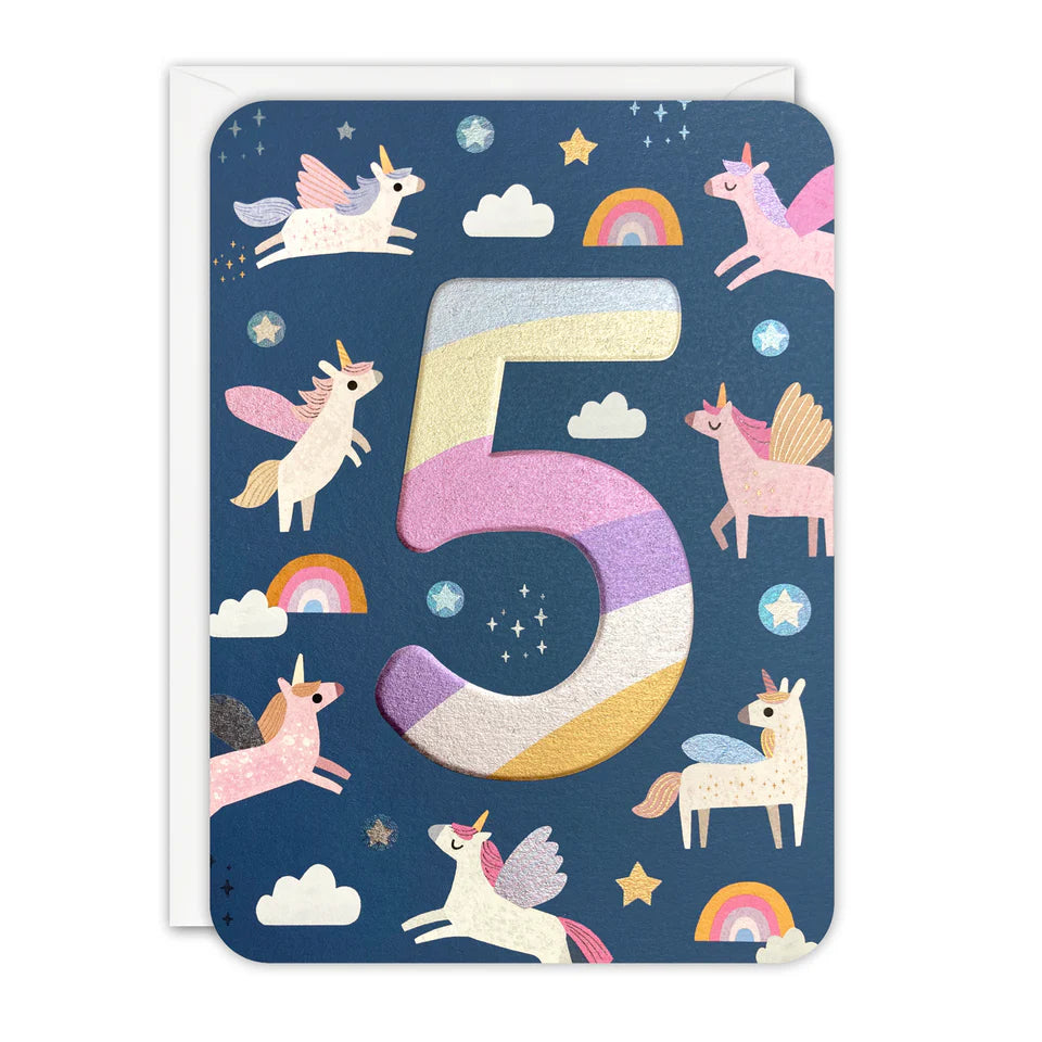 Sprouts Age 5 Unicorns Birthday Card