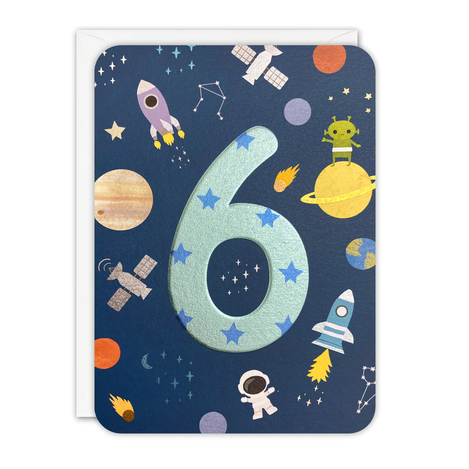 Sprouts Age 6 Outer Space Birthday Card