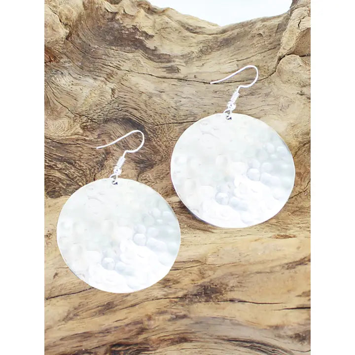 Suzie B Silver Plate Hammered Disc Earrings