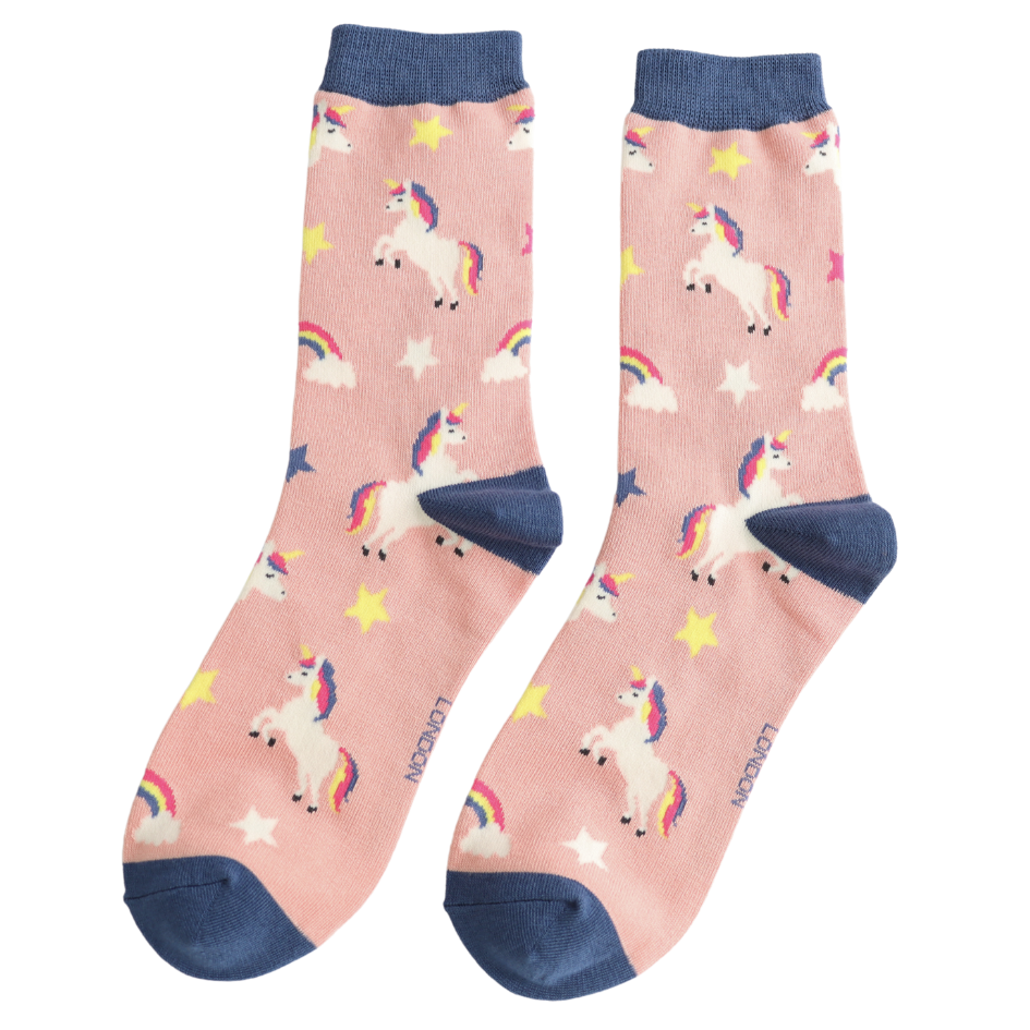 Bamboo Socks Unicorns Pink