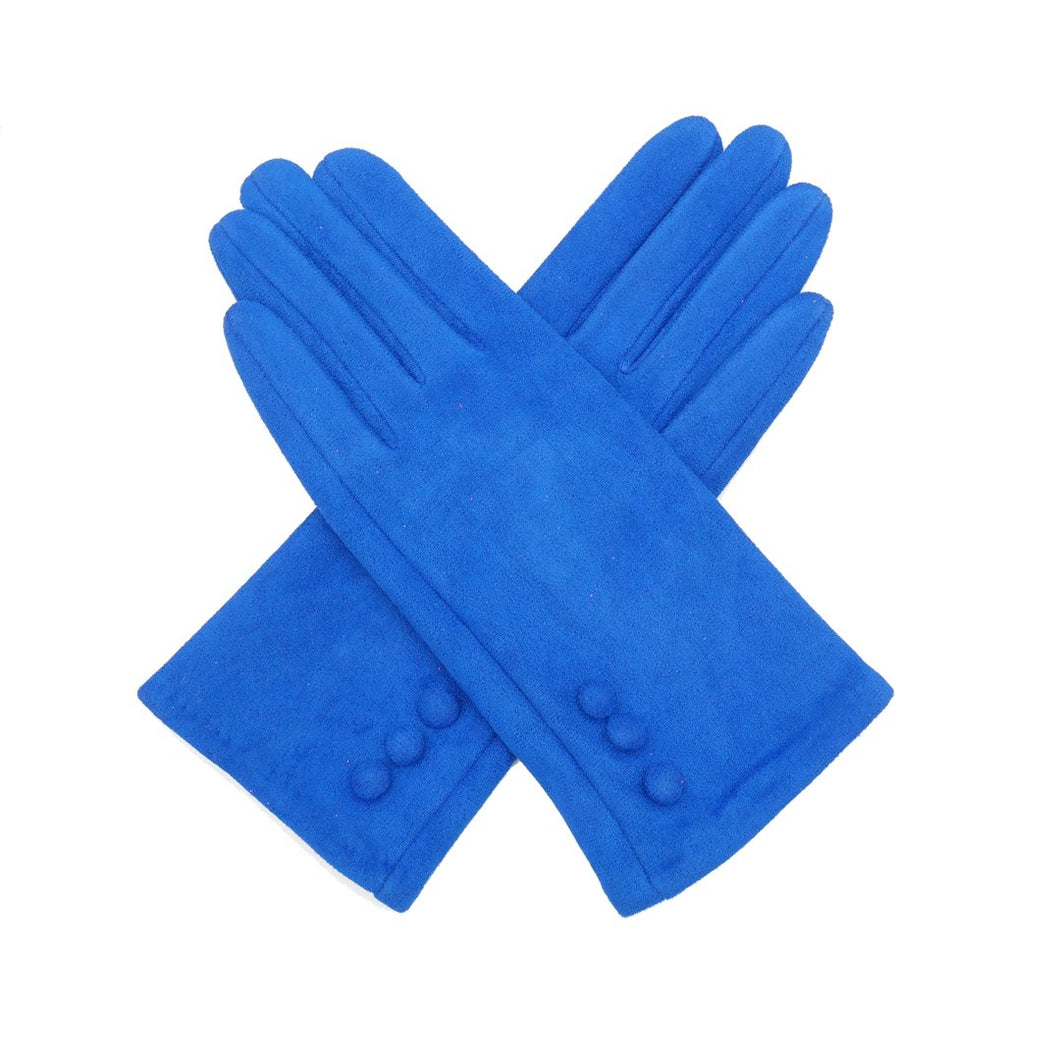 Multi Button Velvet Feel Gloves Royal Blue