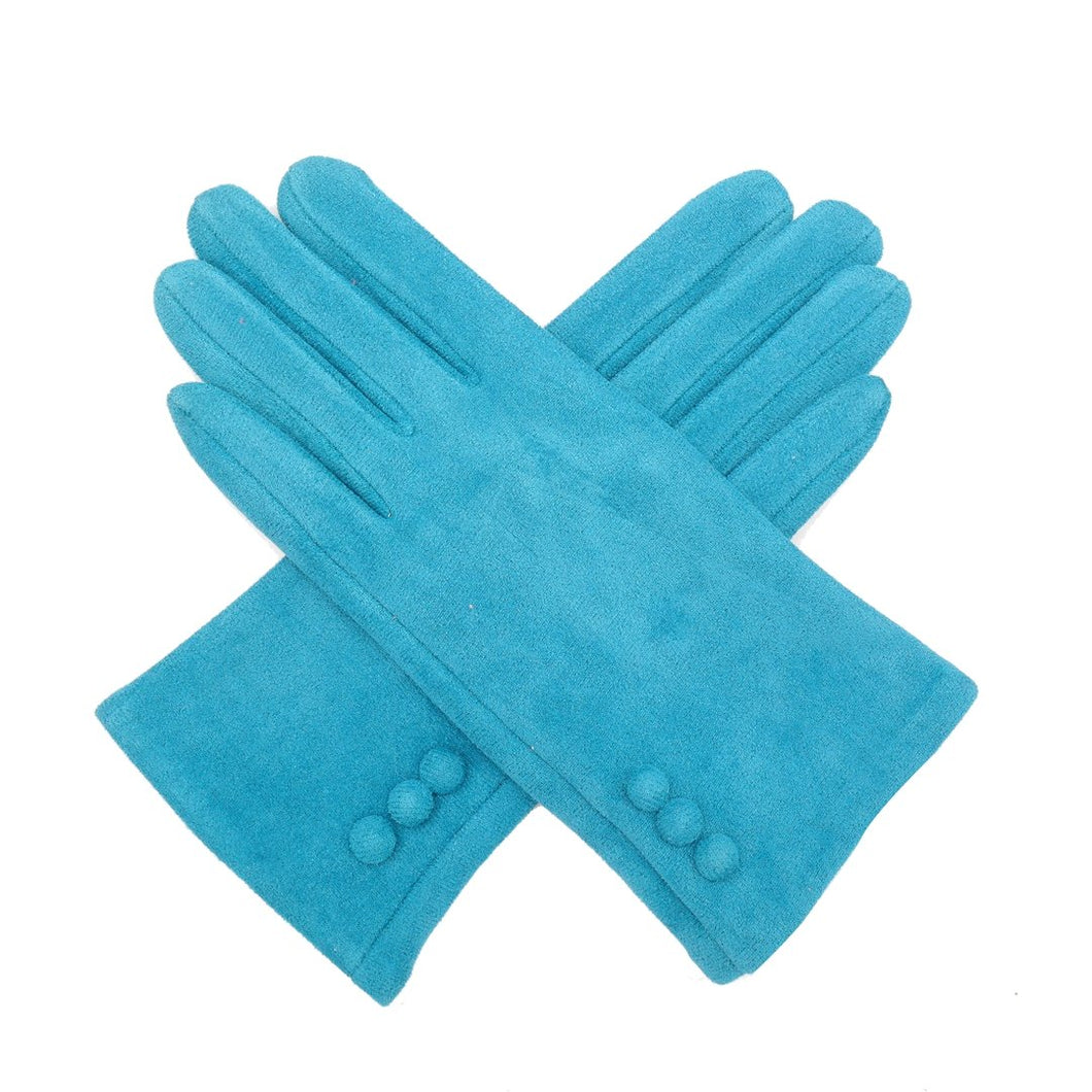 Multi Button Velvet Feel Gloves Turquoise