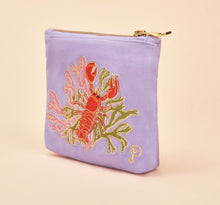 Load image into Gallery viewer, Powder Velvet Mini Zip Pouch Lobster
