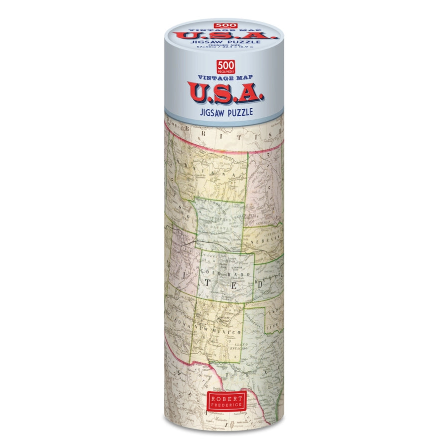 Vintage Jigsaw Puzzle Tube USA Map
