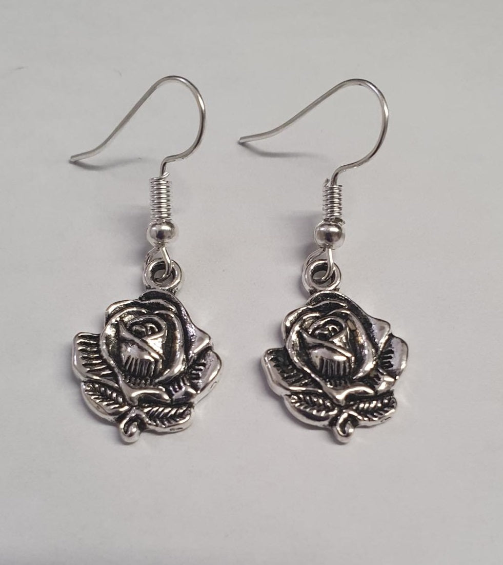 Vintage Rose Drop Earrings