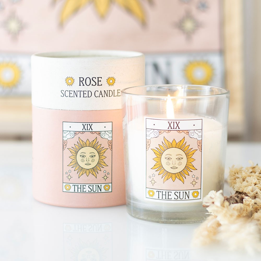 Vintage Tarot Rose Sun Candle