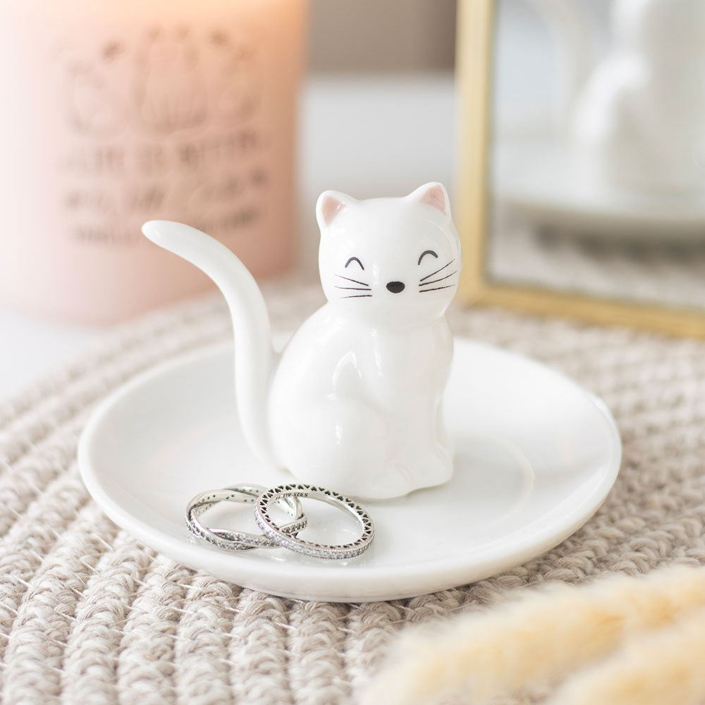 White Cat Trinket Dish