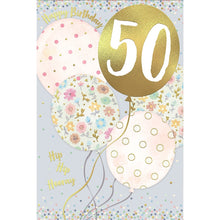 Load image into Gallery viewer, Wishing Well 50 Balloons Birthday Card
