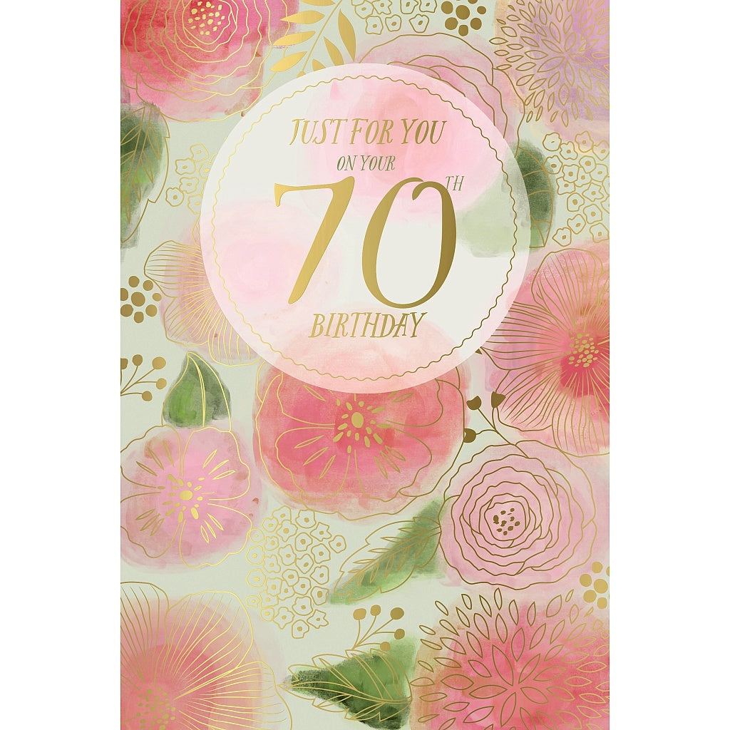 Wishing Well 70 Floral Birthday Card