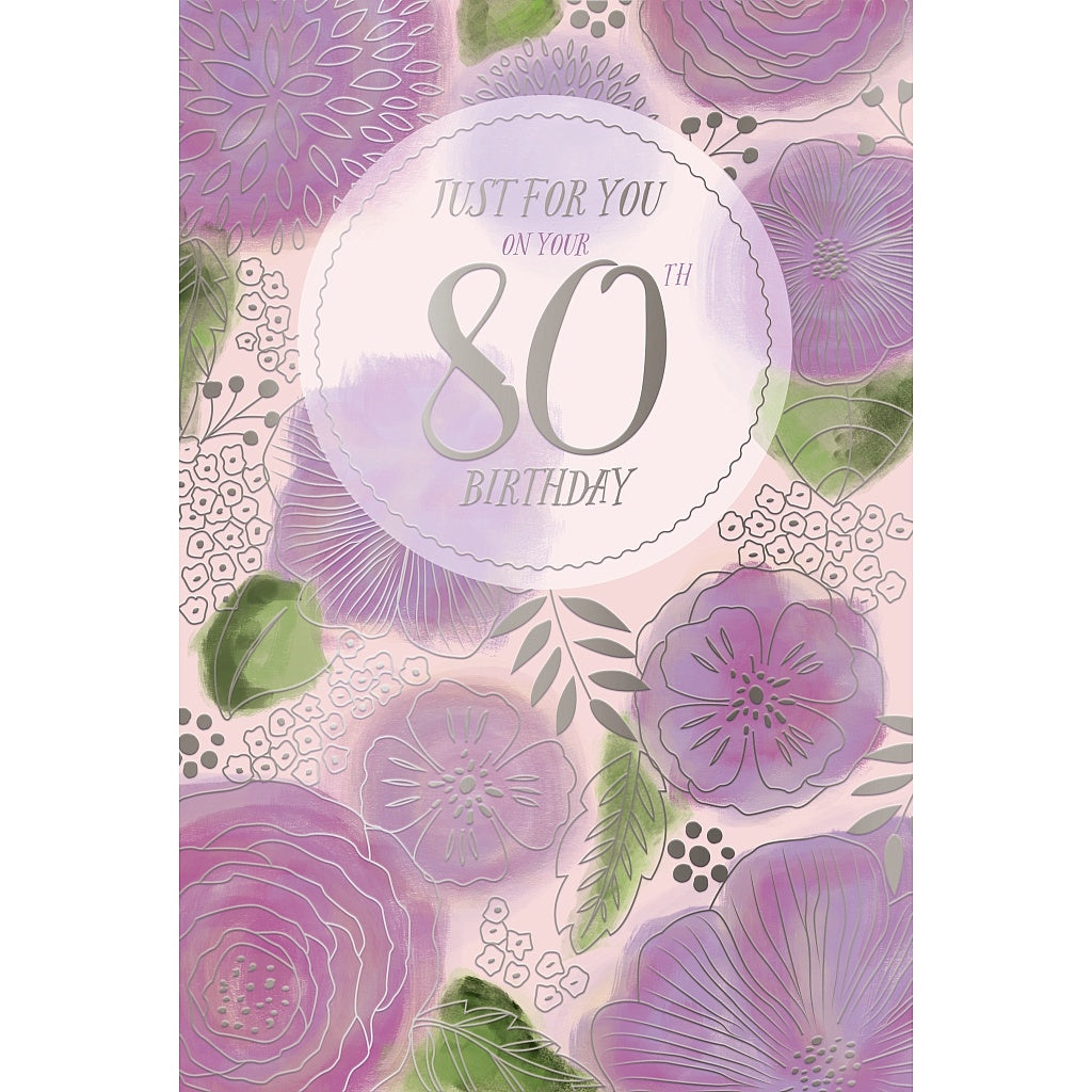 Wishing Well 80 Floral Birthday Card