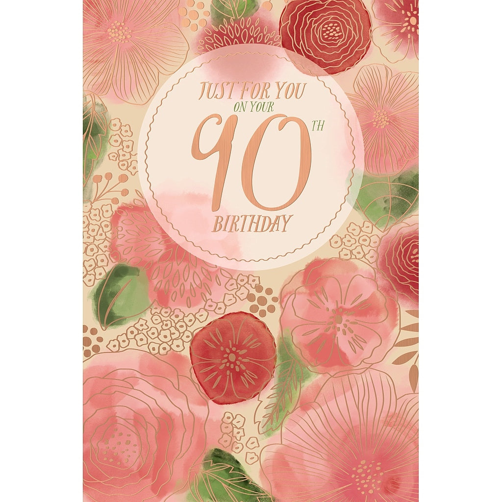 Wishing Well 90 Floral Birthday Card